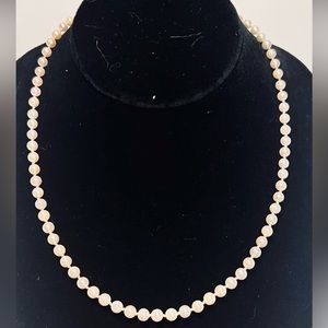 Vintage Genuine JKA 835 Silver Hand Knotted Genuine Pearl Necklace - 17.5”